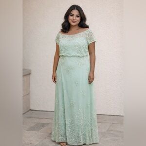Elegant Mint Green Lace Dress